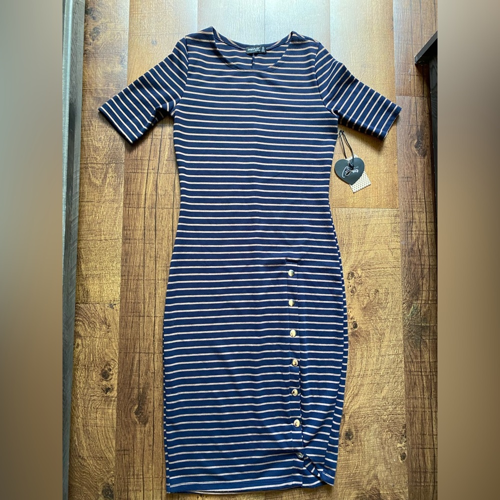 Striped Navy Blue Dress